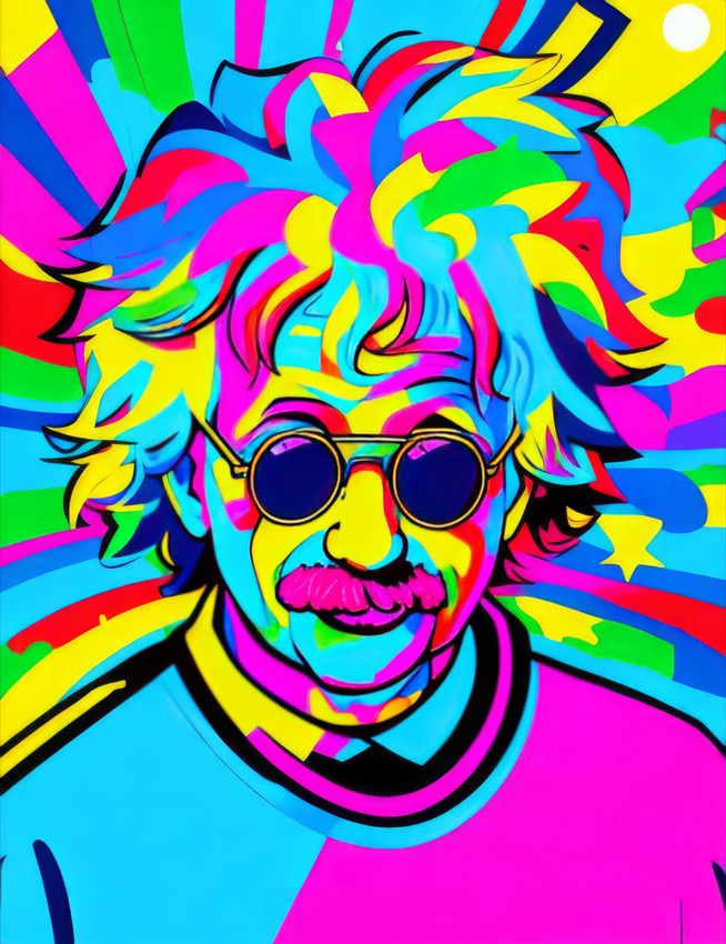 MattCreate1's tweet image. Psychedelic Einstein

Def: one multi-colored beer mug.

Sorry, that&apos;s a different Einstein!

#psychedelic #einstein #ai #aiart @LeonardoAi_