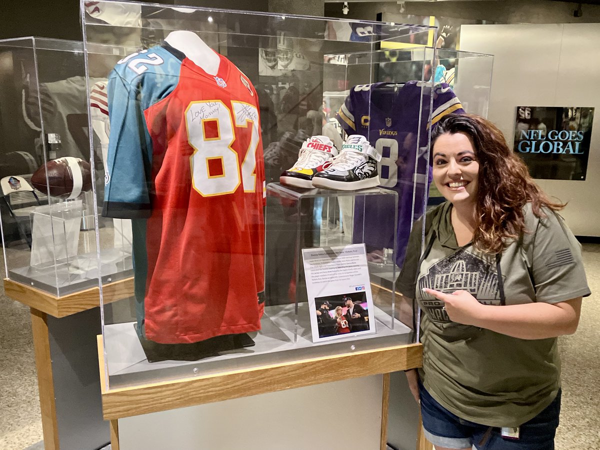 When the clothes <a href="/dkelce1/">Donna Kelce</a> wore to the Super Bowl landed in the Hall of Fame, it was special to more than the Kelce family.

It was also special for <a href="/passionforezra/">Monica</a>, the creator of the shoes who saw her art on display in Canton on Thursday.

Full Story: profootballhof.me/KelceShoes
