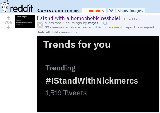 reddit_lies's tweet photo. r/GamingCirclejerk is furious about people backing @NICKMERCS. https://t.co/m1hlUP1jvF