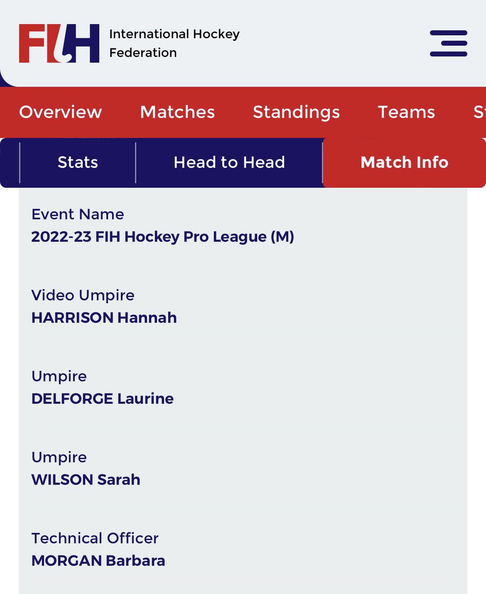 Alexandra Horowitz (@alexandrahz16) on Twitter photo Can we please appreciate how big tonight’s match is in the <a href="/FIH_Hockey/">International Hockey Federation</a> Pro League -
An ALL female third team - 2 umpires, a TO & TMO in a men’s match (🇳🇱v🇦🇺)
Feeling really inspired for my umpiring next season
<a href="/Wilson88Sarah/">sarah wilson</a> <a href="/ldelforge/">Laurine Delforge</a> Hannah Harrison 🤩🤩🤩 Can we please appreciate how big tonight’s match is in the <a href="/FIH_Hockey/">International Hockey Federation</a> Pro League -
An ALL female third team - 2 umpires, a TO & TMO in a men’s match (🇳🇱v🇦🇺)
Feeling really inspired for my umpiring next season
<a href="/Wilson88Sarah/">sarah wilson</a> <a href="/ldelforge/">Laurine Delforge</a> Hannah Harrison 🤩🤩🤩