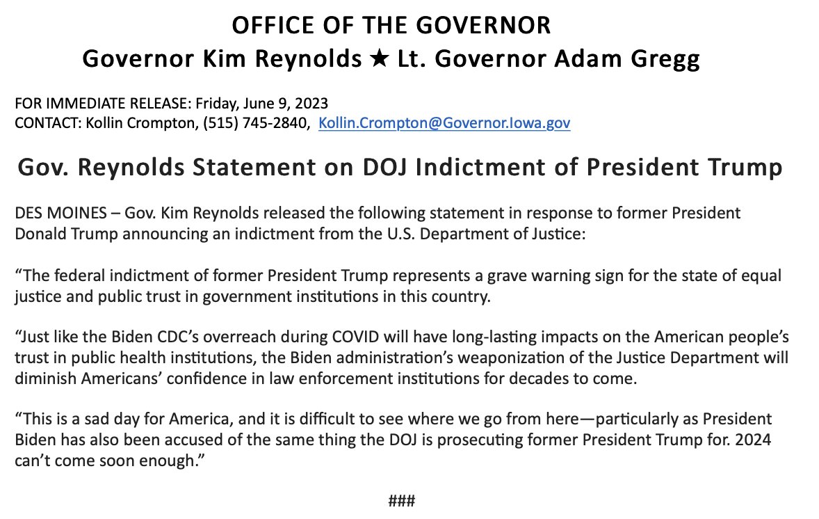 Gov. Kim Reynolds tweet media