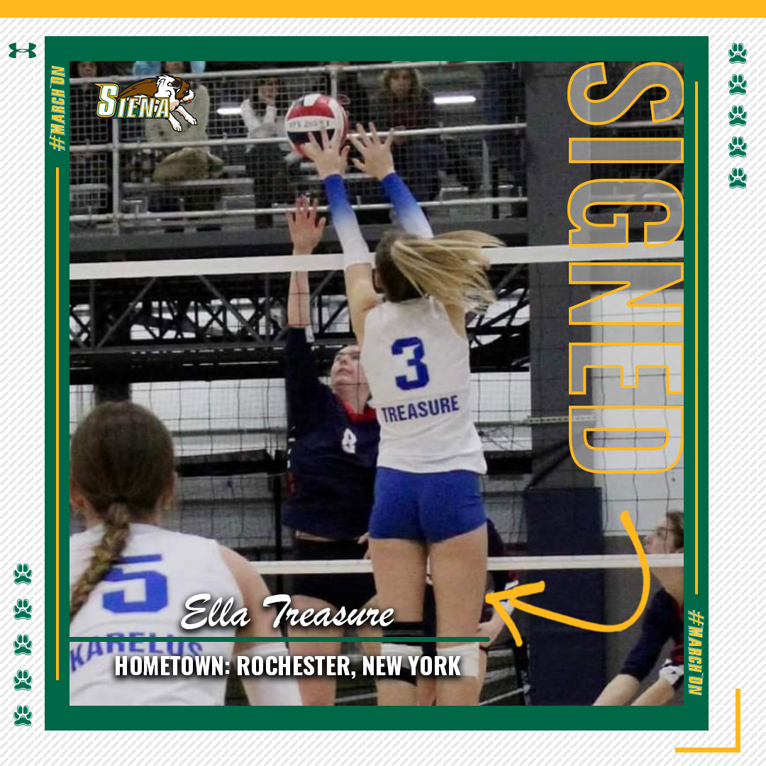 📝 Please join us in welcoming our newest #SienaSaints❗️ 

Joining the team from Rochester, NY is Ella Treasure, who was named onto the JVA 5⃣🌟 Watchlist and was a 2⃣-time All-County selection!

Welcome to our Siena family, Ella!

#MarchOn x #MAACVB x #NCAAVB