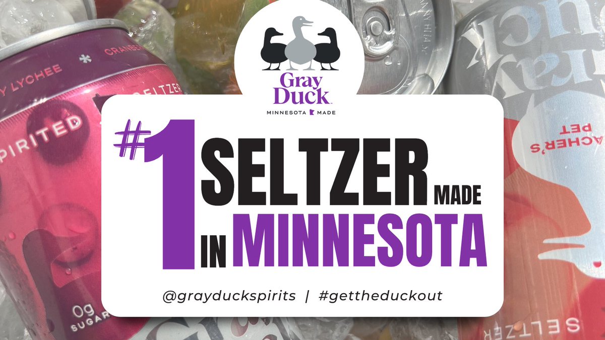 grayduckspirits's tweet photo. We are humbled, THANK YOU for making Gray Duck the #1 selling seltzer made in MN! 

#numberone #gettheduckout #minnesota https://t.co/R6u9UqoSd5