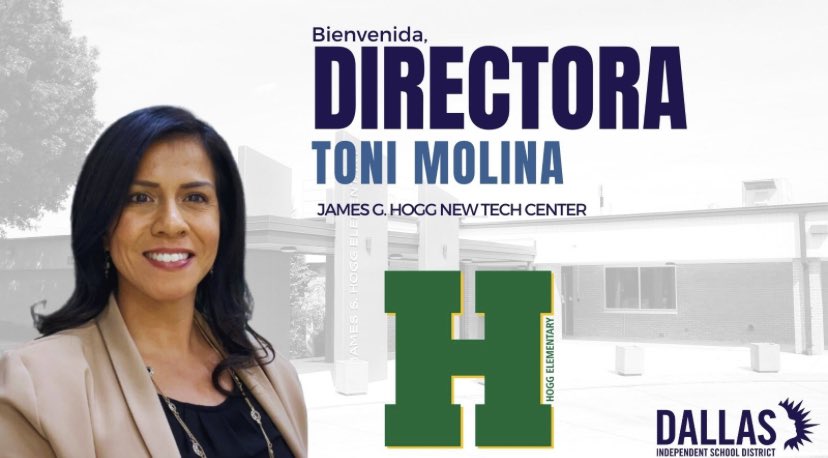 Help me welcome our new Hogg leader, Toni Molina!! @ElementaryHogg @LourdesGarduno3