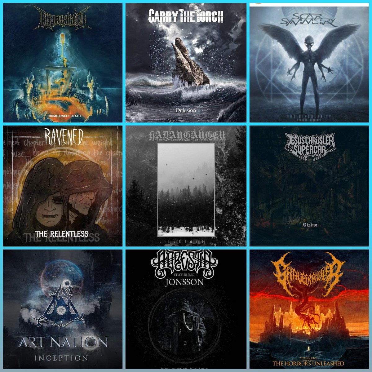 Vegmarg's tweet photo. NEW RELEASES THIS WEEK!  @ScarSymmetry #Imperishable #CarrytheTorch #Ravened #Hädagången @jcssthlm @ArtNationSwe #Adrestia #Gravecrawler 🇸🇪 https://t.co/uWyMOUcqmm