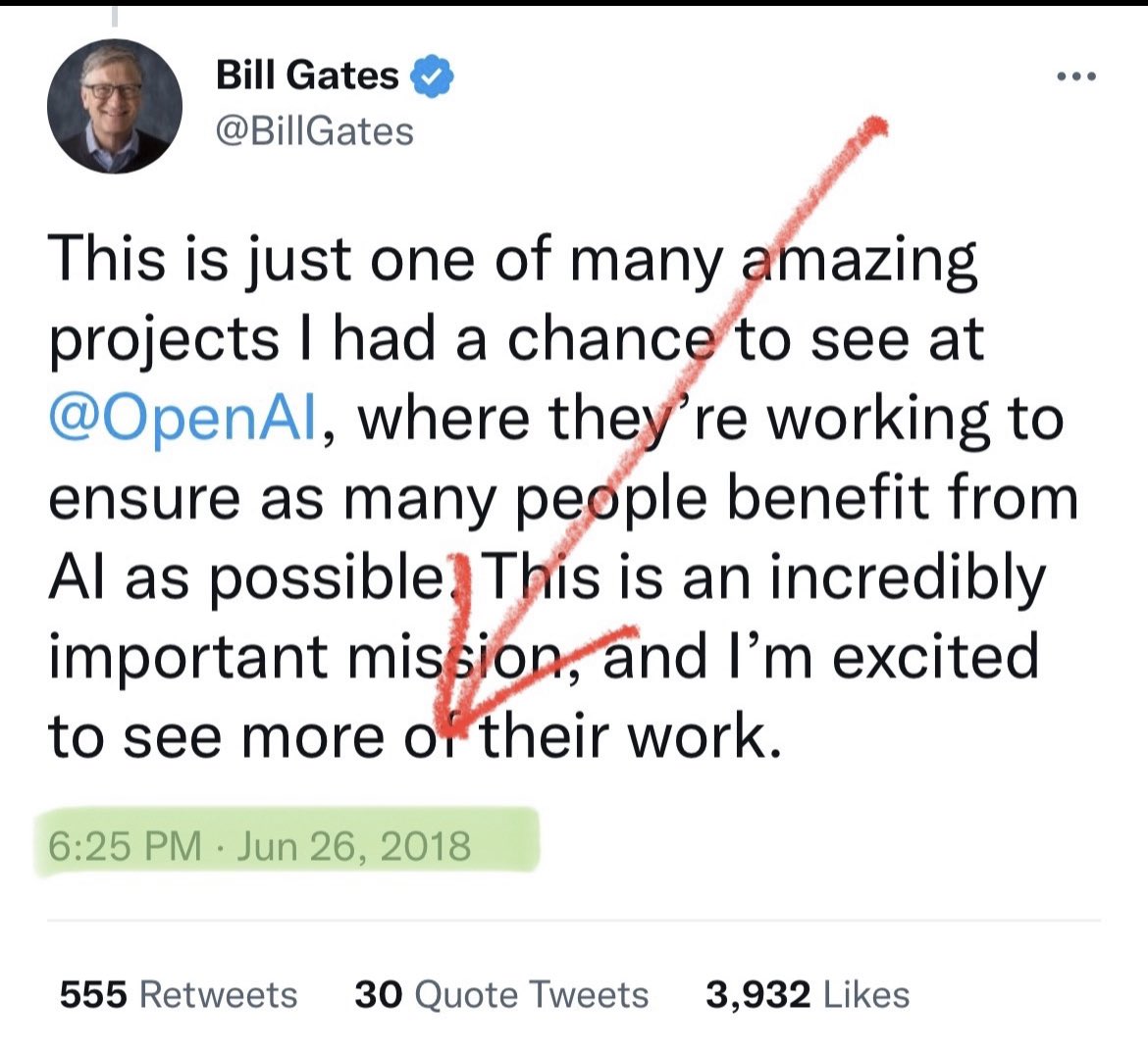 Less than 5 years ago, Bill Gates was blown away by what the OpenAI team were working on…

A few months later, Microsoft invested $1 billion in OpenAI.

TODAY Microsoft is investing $10 billion!

I feel blind… 

What can they see ahead?

#BeBusinessSmart