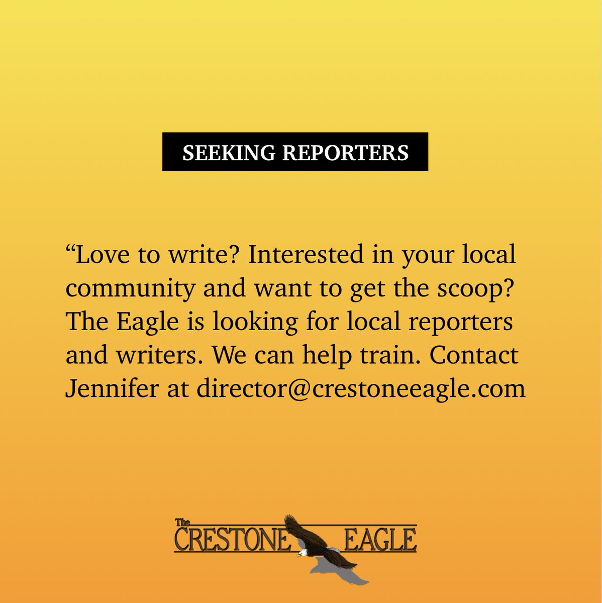 Interested in writing for The Eagle? We’re a monthly, nonprofit newspaper serving Crestone, Saguache County and the Northern San Luis Valley.  #localreporting #nonprofitnews #saguachecounty #slvjobs