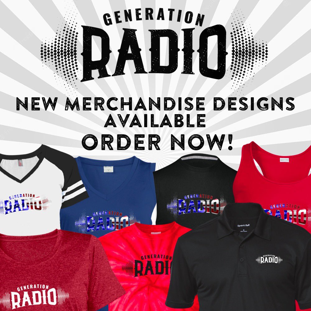 genradioband's tweet photo. 📢 Hey #GenRad Fam! We just dropped some fresh new merch designs on our website at https://t.co/2c9muB6qAO! Rock the latest trends with our awesome collection. 
💥Check it out now!
#GenerationRadioMerch #NewDesigns https://t.co/XevAY2wX6m