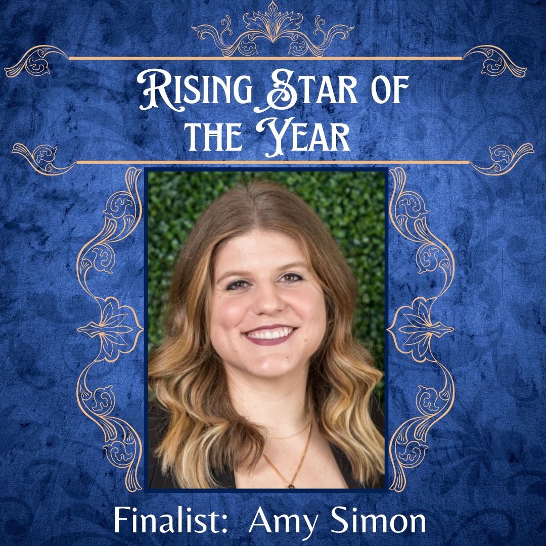 Rising Star:
Congratulations to the finalists for MPI D/FW Rising Star of the Year Award —  Amy Simon, CMP.  

The MPI D/FW Rising Star of the Year Award is presented to a MPI D/FW Chapter member who has exhibited a strong sense of initiative on behalf of the Chapter.