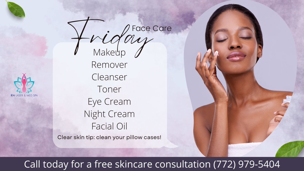 Happy Face Care Friday! 
📞 Call Today! (772) 979-5404
#facecarefriday #laserhairremoval #rnlasermedspa #medspa #organic #summer #skincare #beauty #clearskin #exfoliate #acne #skingoals #beautybloggers #hydrafacial #facial #chemicalpeel