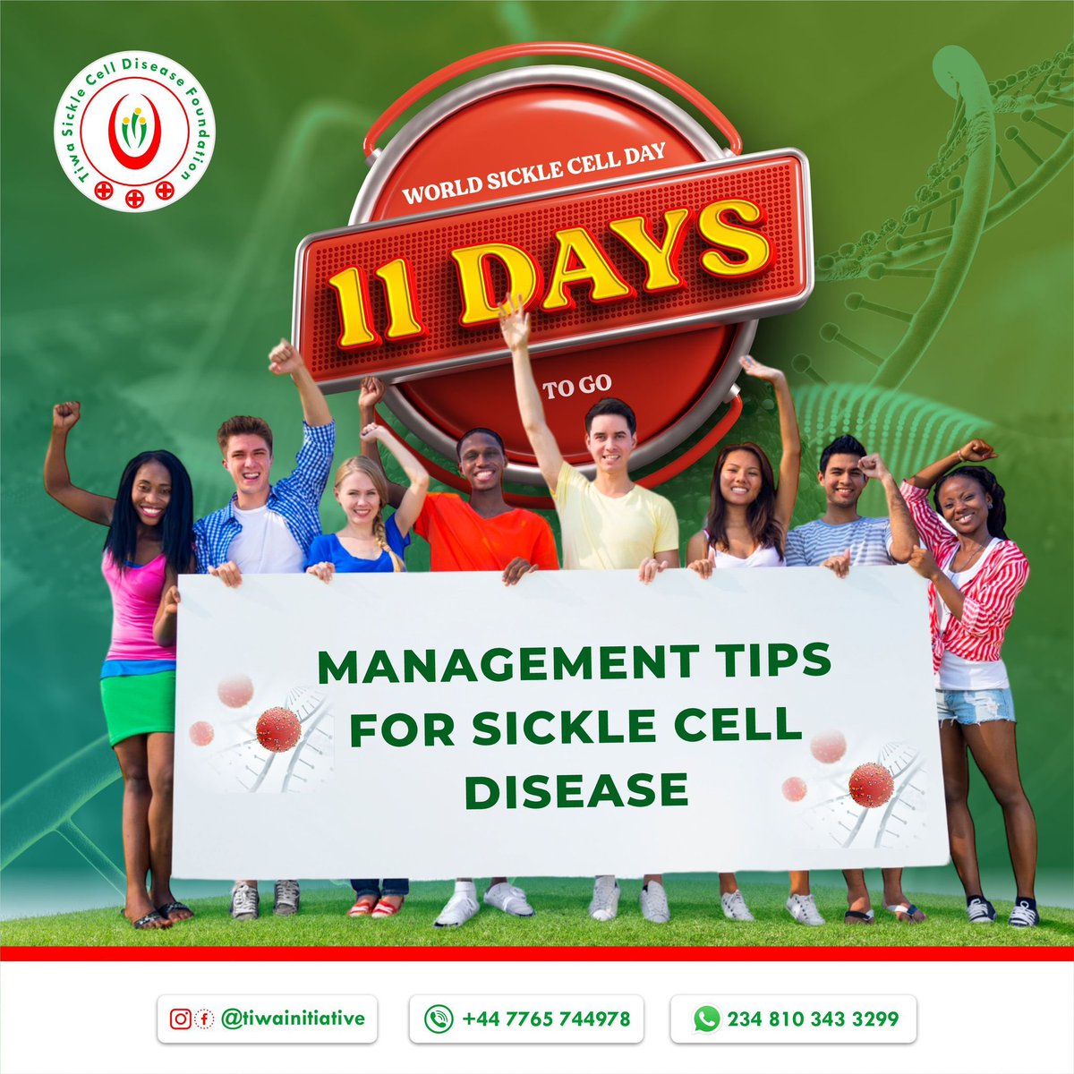 InitiativeTiwa's tweet photo. What do you use in the management of your sickle cell condition. Below are some tip to promote wellbeing of sickle cell warriors:
1. Ensure you drink enough water daily.

2. Ensure you always take your routine drugs.

3. Avoid extreme temperature. https://t.co/cGUzjDoysF