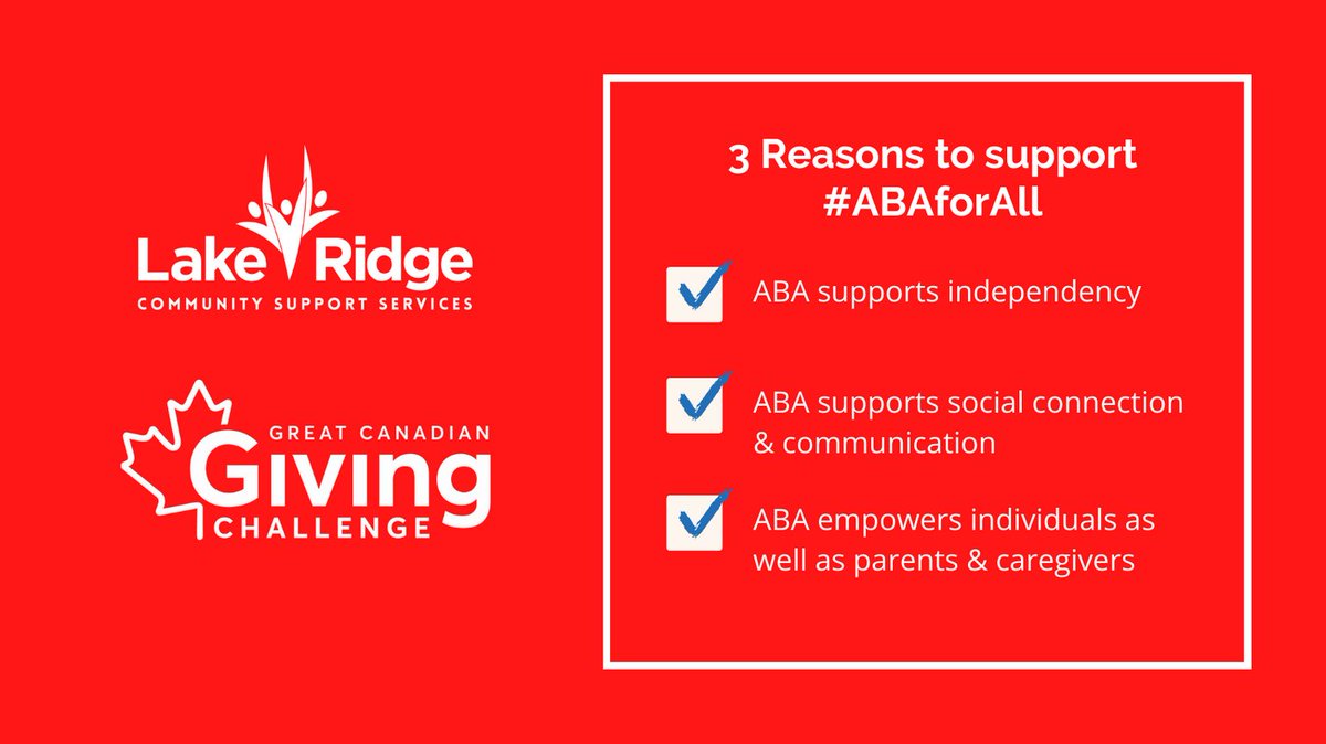 #ABAforAll is about access for everyone in need. 
Donate now & help us build capacity to serve children, youth & adults w/ #autism in #durhamregion
lrcss.com/givingchallenge

#givingchallengeca #aba #abaindurham #whitby #oshawa #ajax #pickering #bowmanville #portperry #brooklin