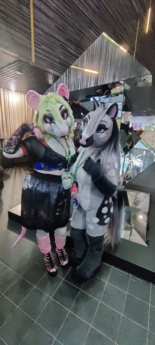 At this years NFC I met many lovely peeps like this absolutely gorgeous @rosehorsebabe
 🖤 Ready for a girls night out 👯🐭🐴 Suits made by: Lisanotuspaja #fursuits #fursuiting #fursuiter #ratgirl #horsegirl #girlsnightout #gothgirl #gothic #furry #fursuitfriday #furryfandom