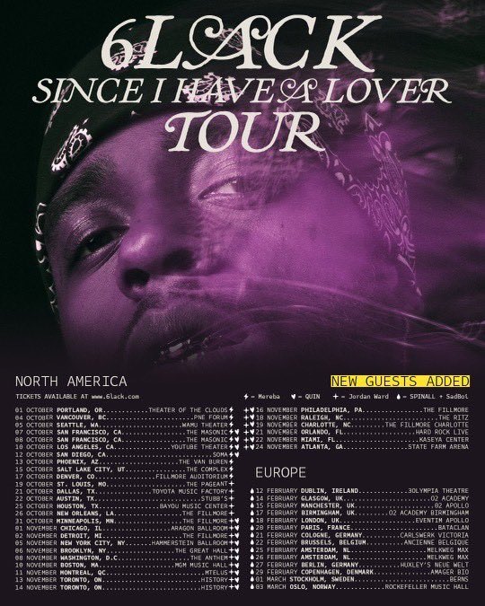 jordanward's tweet photo. 6LACKWARD🖤➡️😭SIHAL TOUR!!! Thank you @6LACK for giving us this opportunity mane🙏🏾🫡 tix available now see you out there gangooooo https://t.co/Bg35SbV90K