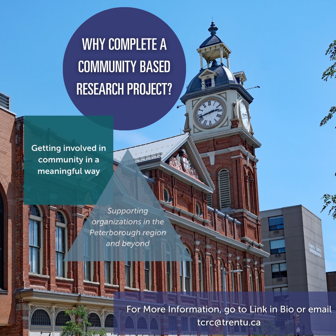 Completing a project through the Trent Community Research Centre is a great opportunity to get involved in community - which is just one reason why you should enroll in a project course this year. Stay tuned for more reasons! #capstone #trentu #community #research #tcrc