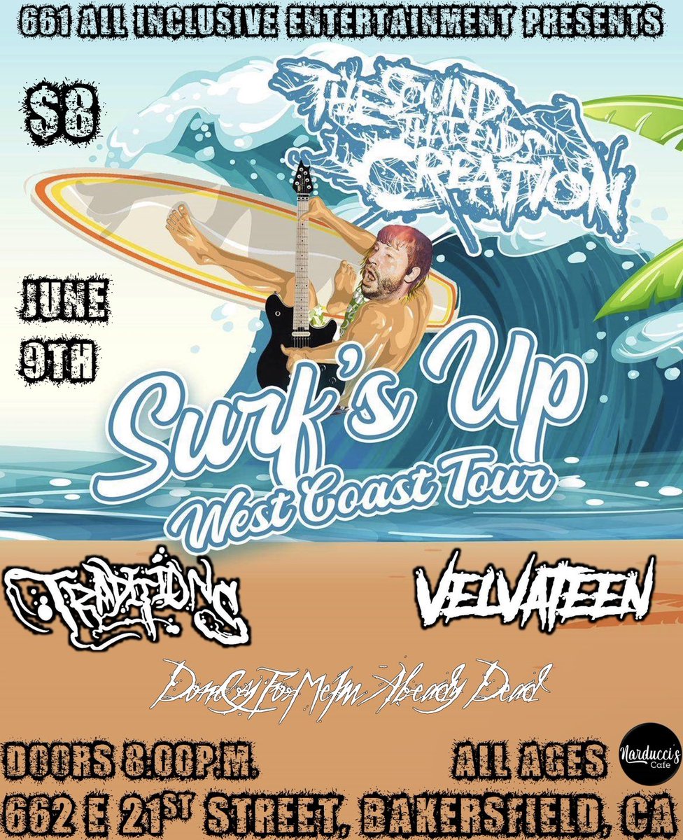 Last night in Palmdale at Transplants Brewing Company was great!
Tonight me and <a href="/dontcryca/">dontcryformeimalreadydead</a> start a 3 day run starting in Bakersfield, Fresno, then San Jose.
Tonight we’re playing Narducci's with Traditions, <a href="/Velvateen_Band/">Velvateen</a> , and In Balance!