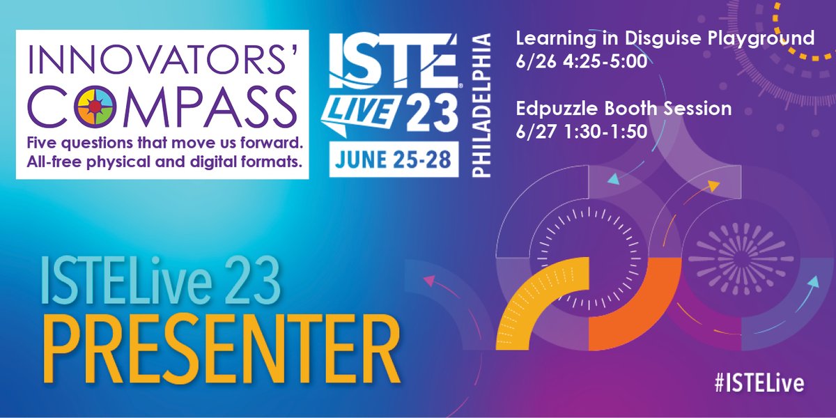 I'm thrilled to bring #innovatorscompass innovatorscompass.org to #ISTELive #ISTE23!  

Thanks for the invitations, @ZajacSLP, @jacquiegardy and @edpuzzle!
