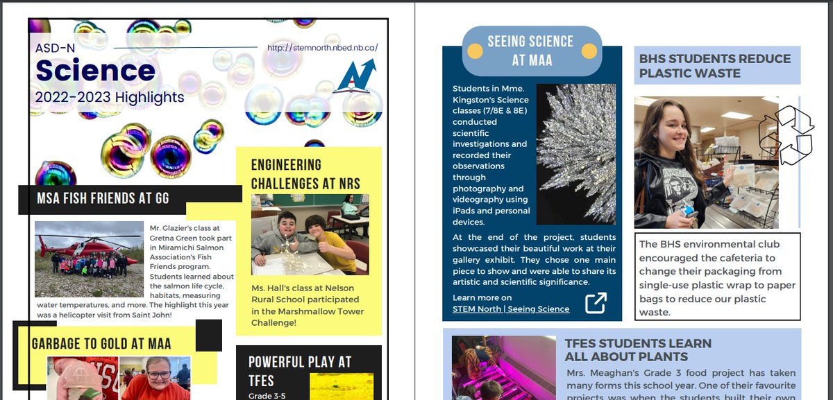 A few highlights from our 2022-2023 school year in Science :) Teachers were asked to submit some of their favorite learning opportunities. Check out the full newsletter on STEM North! lnkd.in/enwZns4J #Science #ASDN #inquirybasedlearning #ScienceEducation #newbrunswick