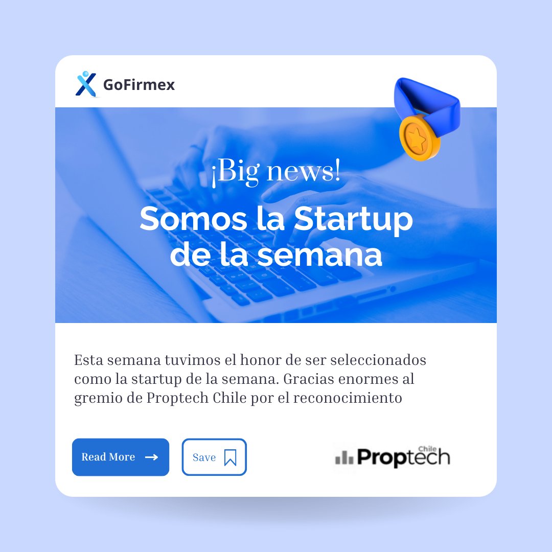 GoFirmex's tweet photo. ¡Somos la startup de la semana! Gracias PropTech Chile por el reconocimiento 🙌

Sé parte de GoFirmex y disfruta de todos los beneficios de firmar 100% en línea. 🤩

#SomosGoFirmex❤️Soluciones ágiles en procesos de firma
Be fast, be simple and #Gopaperless 🌎

#startup #legaltech https://t.co/hRrlN4rVLZ