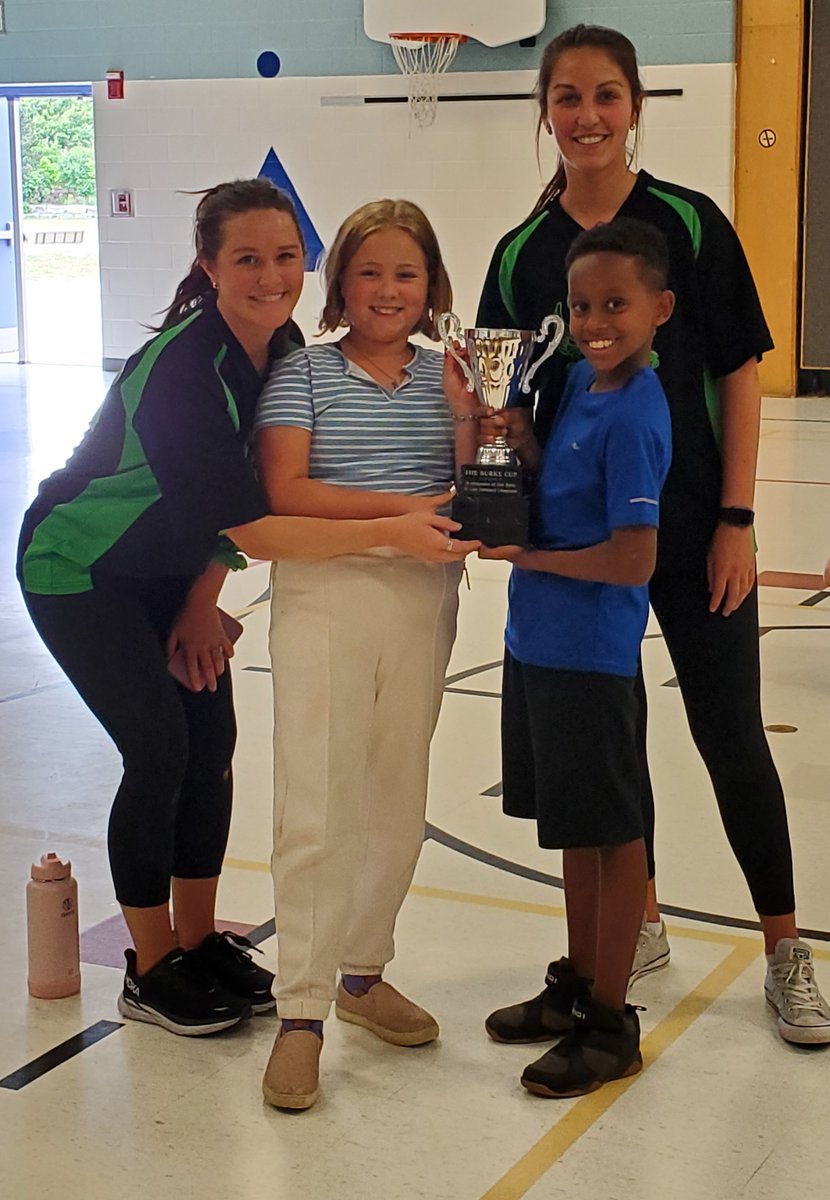 One of sports' most coveted trophies, the #DonBurkeCup was awarded today as part of an annual @StLukeNepean tradition.  The teachers vs. Gr. 6 students is always a great spirit builder.  Way to go St. Luke Bulls!  #MovementIsMedicine  Congrats MVPs @msmalcolm_s & @MsDonaldson4