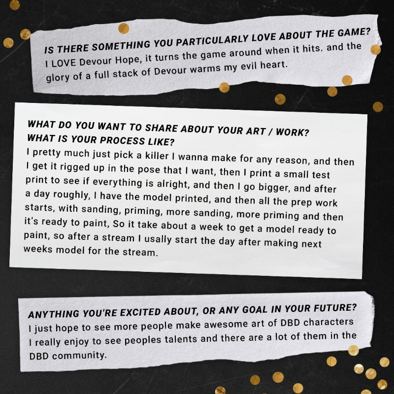 DeadbyDaylight's tweet photo. Get to know @Jasonsfar, who has been printing and painting characters for as long as we can remember! 🗽🖌