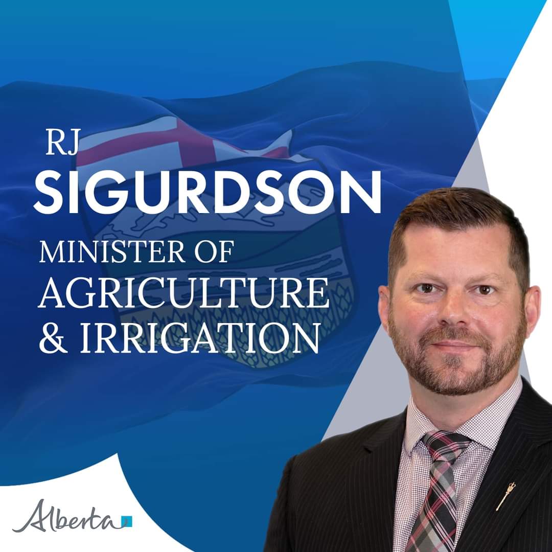 RjSigurdson's tweet photo. It is an incredible honor to be appointed to our cabinet as the Minister of Agriculture &amp; Irrigation. Thank you, Highwood, for your support. 🙏

To echo Premier Danielle Smith, our team is ready to get to work on delivering on the promises we made to Albertans. #Highwood https://t.co/O5eEOCQxEe