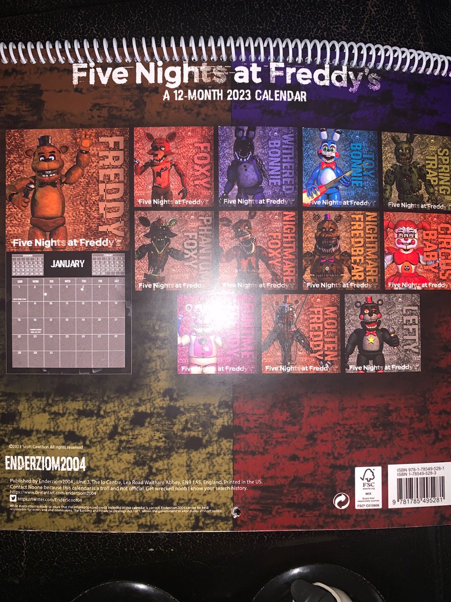FetchSmile's tweet image. JUST GOT MY NEW FNAF CALENDAR FOR 2023!!!👍
