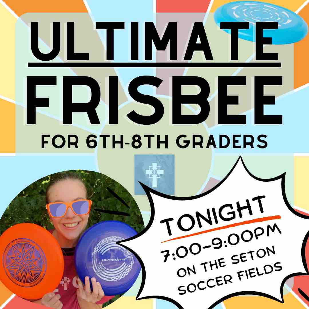 It’s not to late to join middle school youth ministry for ultimate frisbee tonight. All 6th-8th graders are welcome!