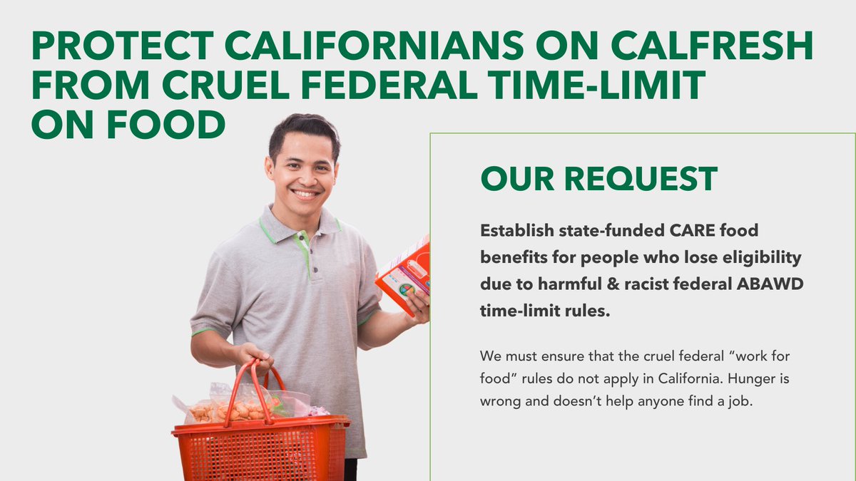 #CalFresh #ABAWD time limits deepen existing inequities & are cruel. TY #CASenate @NancySkinnerCA @SenatorMenjivar for including #CARE benefits in Senate budget plan! @CAGovernor @GavinNewsom please make #CARE benefits a reality! h/t @BuffyWicks @Scott_Wiener