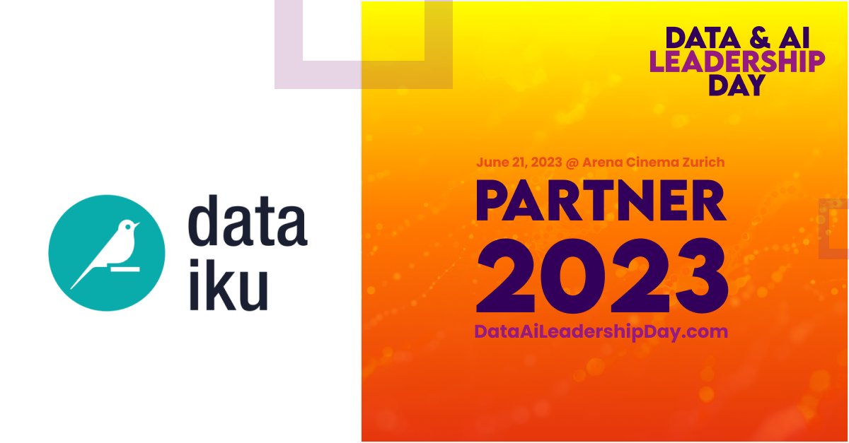DataAILeadDay's tweet photo. 📢 @Dataiku has partnered with Data &amp; AI Leadership Day for this year’s conference! 🤝
👉 Secure your tickets now for the chance to meet Dataiku at 📍 Arena Cinema Zurich, June 21, 2023! https://t.co/kEsqmJhHou https://t.co/iva7gEaGJ6