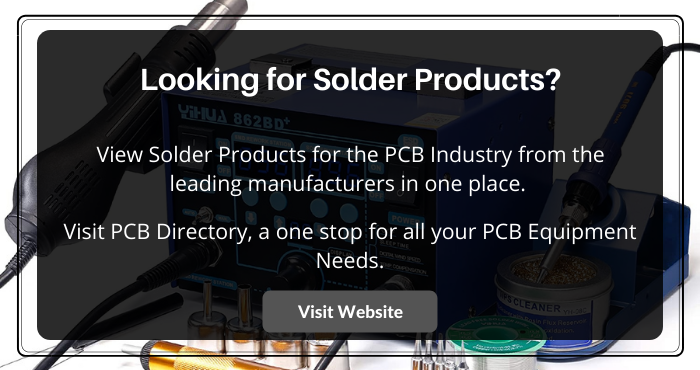 PCB Directory has listed Solder Products for PCBs from the leading manufacturers.

Click here to learn more ow.ly/oKwH50OK92H 

#PCBSolderProducts #SolderingSupplies #SolderingSolutions #BrowseSolderProducts #SolderingManufacturers