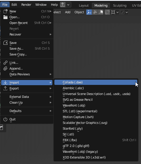 One minor annoyance about Blender.. When importing, each model format has it's own importer... Why can you not just hit import and be able to import any compatible format? Objs, FBXs etc, all in one window. I want one keybind for importing. #Blender