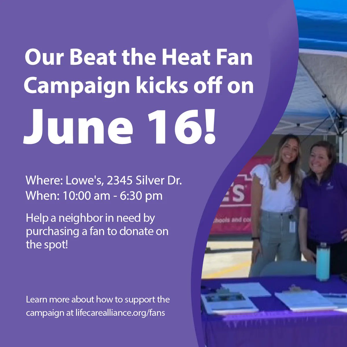 This summer is gearing up to be a hot one, and a fan can make all the difference! Catch us next week for our kick-off event. Can’t make it? There are more ways to help out:lifecarealliance.org/fans/