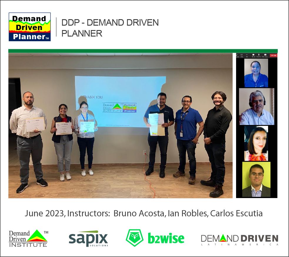 Bruno Acosta, Ian Robles and Carlos Alberto Escutia Maldonado lead a hybrid version of the Demand Driven Planner (DDP) program. #ddiinstructor #demanddriven #ddpp #thoughtware #supplychainresilience #supplychainmanagement #vucaleadership @b2wiseglobal