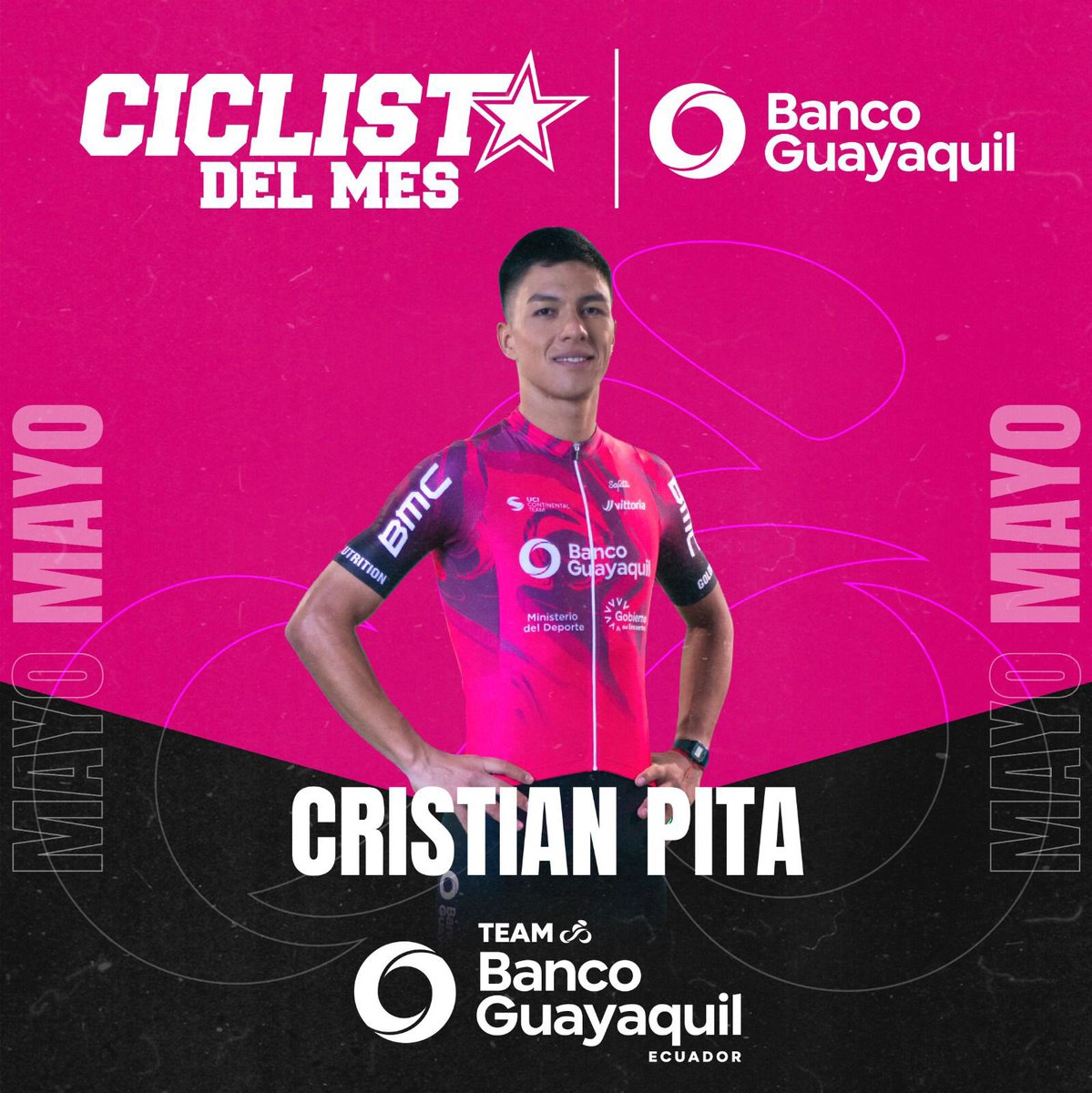 Nuestro ganador de la votación  #ciclistadelmes 🚴🏼presentado por @bancoguayaquil es nuestro #Kidi @cristian_pita593 🤩👏🏼.

Gracias a quienes participaron apoyando a su ciclista favorito🫶🏽🚴🏼
