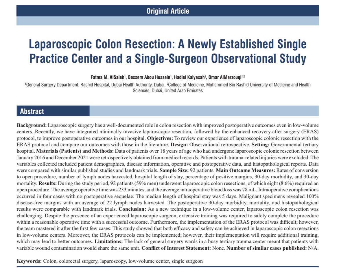 FMS11_'s tweet photo. After ages of working hard on this particular paper. Finally published! 
الحمد لله اللذي بنعمته تتم الصالحات 
#colorectalsurgery #wjcs https://t.co/iv6mxjhUmg