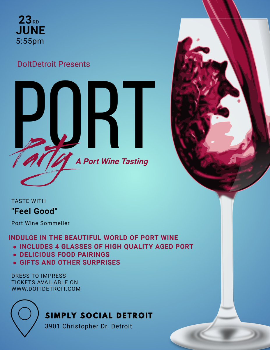 doitdetroit's tweet photo. ✨NEW EVENT SERIES✨
Dedicated to the Taylor Port Wine lover in you.🍷

✨FREE gift for the first 20 Attendees✨

📍Friday June 23, 6pm
3901 Christopher St. Detroit (next to fowling)
🎟️Tickets : https://t.co/bgK4y9Dbcg 
We are only 2 Weeks Away!😁
🚨Limited Spots available! https://t.co/vdzKVGjRCv