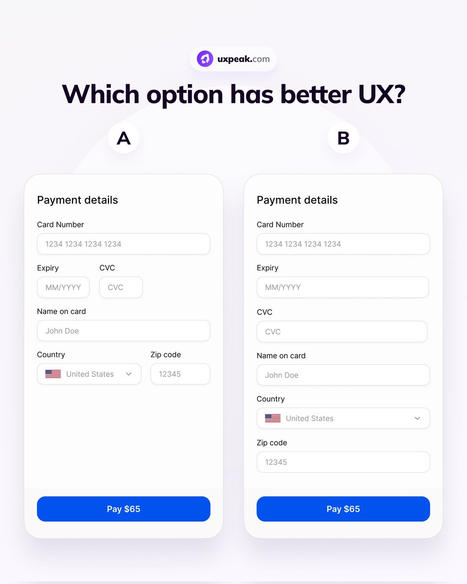 Which design has better UX, A or B? 🙂
#ui #uxuidesigner #ux #uidesign