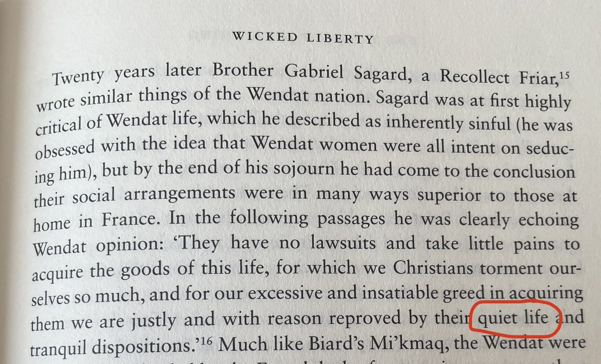 oliramsaygray's tweet photo. Interesting to read about “quiet life” in such a different context - 17th century French friar describing life in the Wendat nation of north-east America. From “The Dawn of Everything” @davidwengrow https://t.co/NMzPLOMjuz
