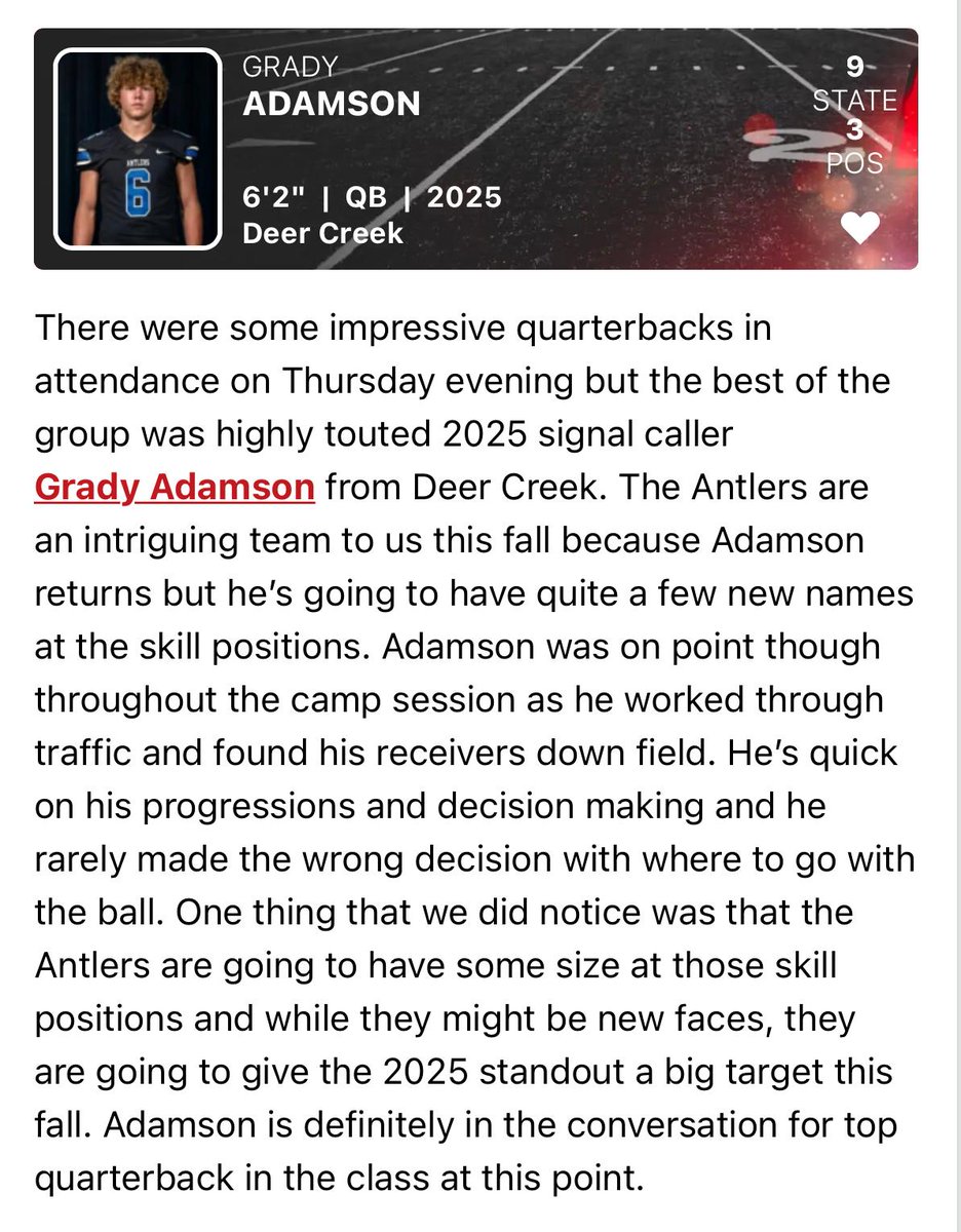 gradyadamson1's tweet photo. Thank you @PrepRedzoneOK for coming out to Westmoore and for the write-up! #okpreps 
@Creek_Football https://t.co/LQMv9DZ0ic