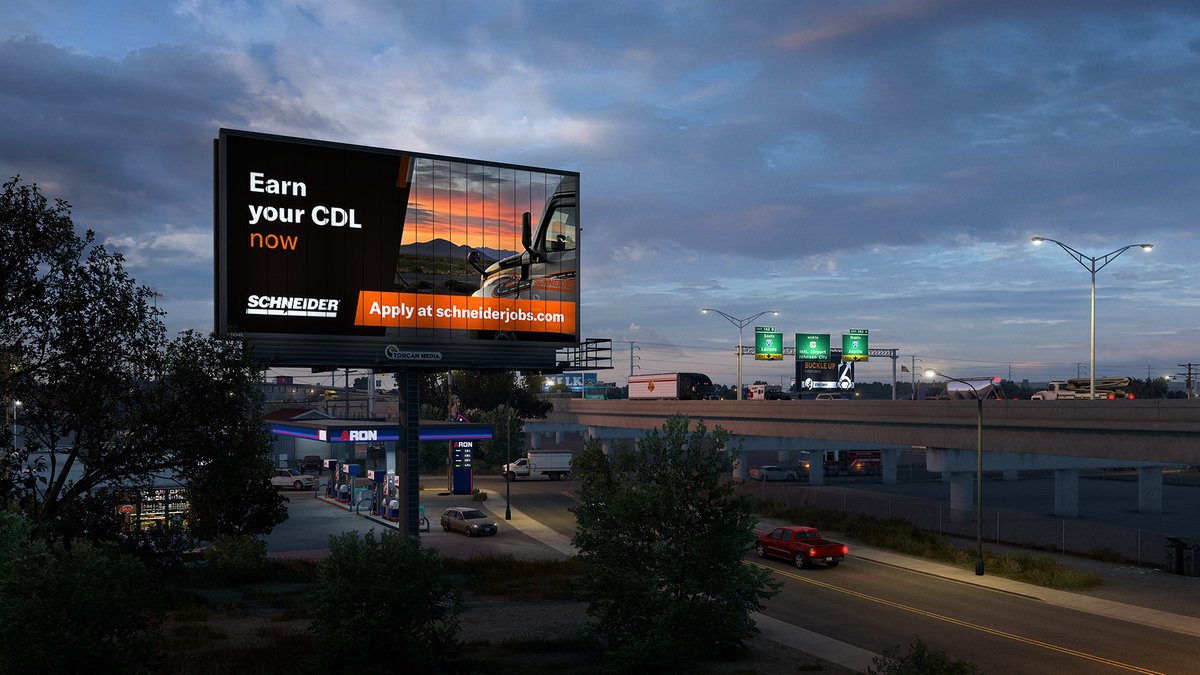 SCSsoftware's tweet photo. You may have noticed the appearance of real recruitment campaign billboards in American Truck Simulator 🚛

We want to share more information on this collaboration &amp; what it could bring to our truck sims in the future 🛣️

Read more at our latest blog: https://t.co/QhpkaDuIqI https://t.co/UjDfnhfGic