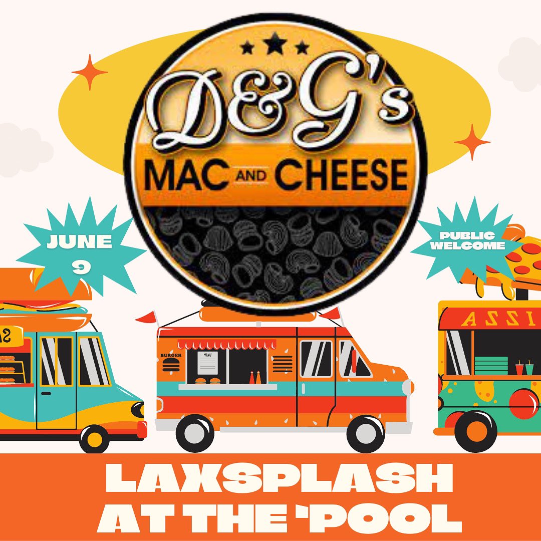 😋 The best answer to what’s for dinner? D&amp;G’s Mac and Cheese will be at LaxSplash at the ‘Pool! TONIGHT 5-9!

Thank you D&amp;G’s for your support of Liverpool Boys Lacrosse