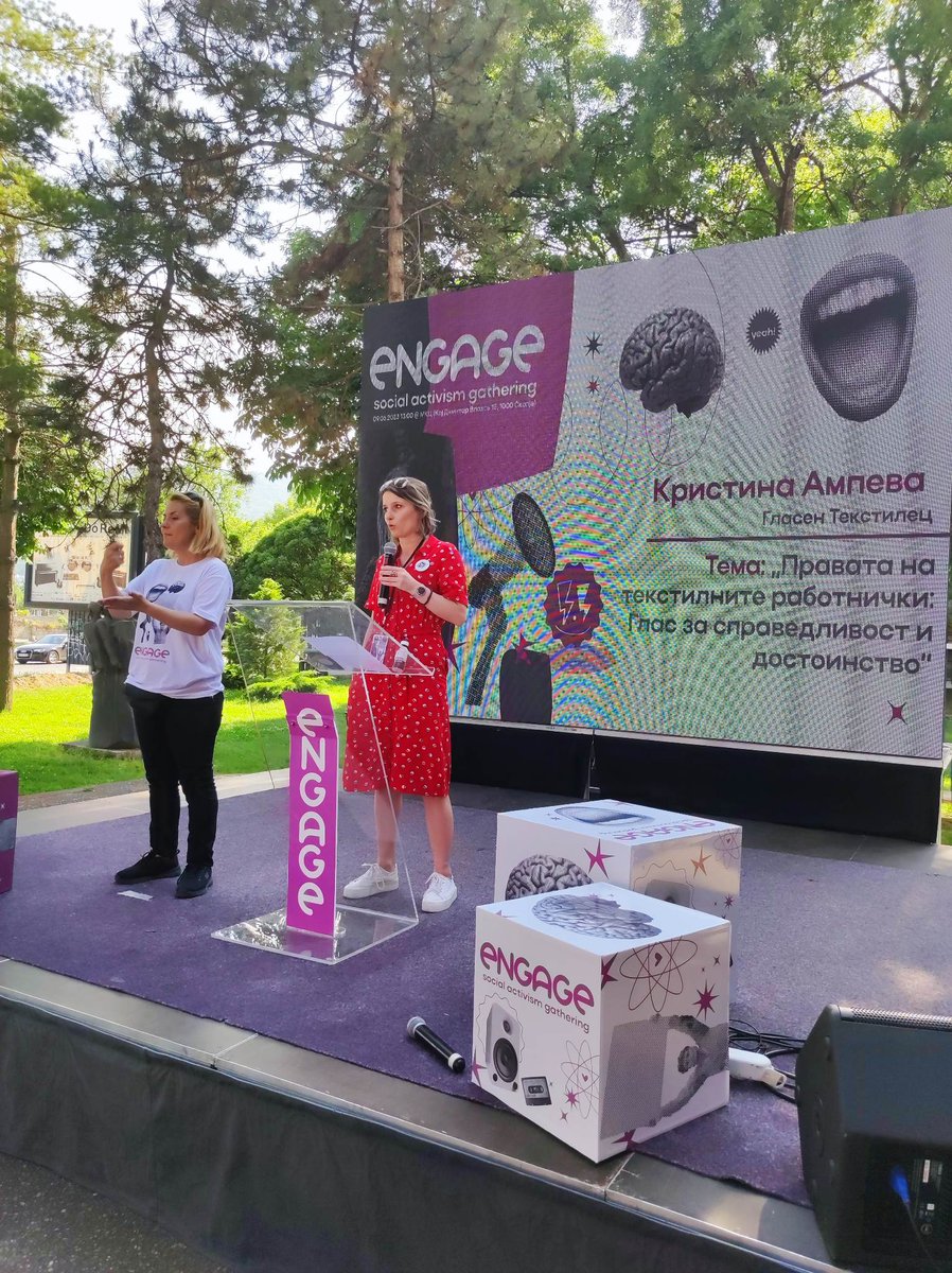 Петта говорничка на #ENGAGEMK е Кристина Ампева од <a href="/glasentekstilec/">Гласен Текстилец Glasen Tekstilec</a>  ✊

„Организиравме седум штрајкови, три кривични пријави против работодавачи, можеби не е многу, ама тука сме. Дадовме бесплатна правна помош на 12.000 работници“