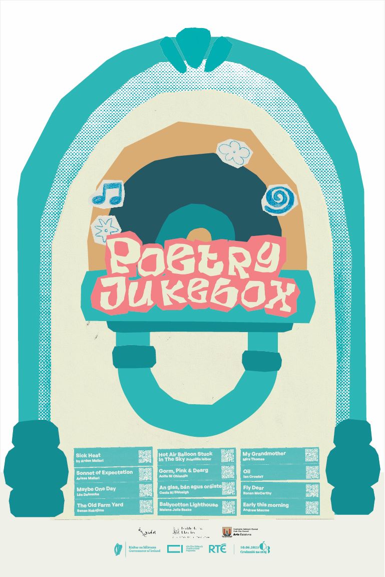 Celebrating young poets as part of #CruinniúnanÓg with the Poetry Jukebox  🗣

Listen to poems from The Unfinished Book of Poetry 2023 using the QR code on these jukebox posters!
Find them in the City Library, Douglas, Tory Top, Bishopstown, Hollyhill and City Hall.
@creativeirl