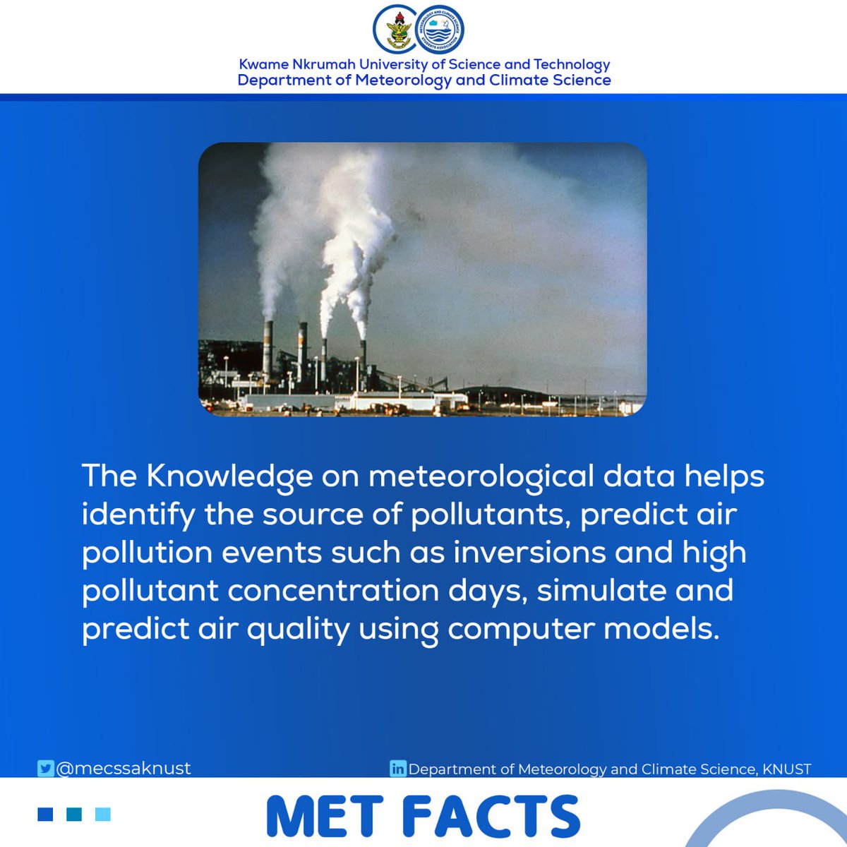 mecssaknust's tweet photo. [MET FACTS]
DAY 07

"Pollutants in our atmosphere 🏭"

#EarlyWarningEarlyAction | #MetFacts https://t.co/ncVdisgNb0