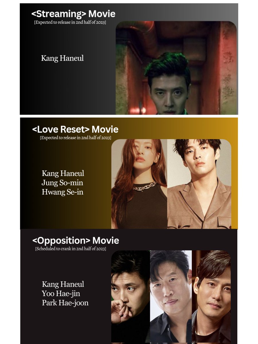 Kang Haneul's next project list of films**

◇Streaming <thriller suspense>
◇Love Reset <romantic comedy>
◇Opposition <crime investigation> 

#KangHaNeul #강하늘 #カンハヌル
