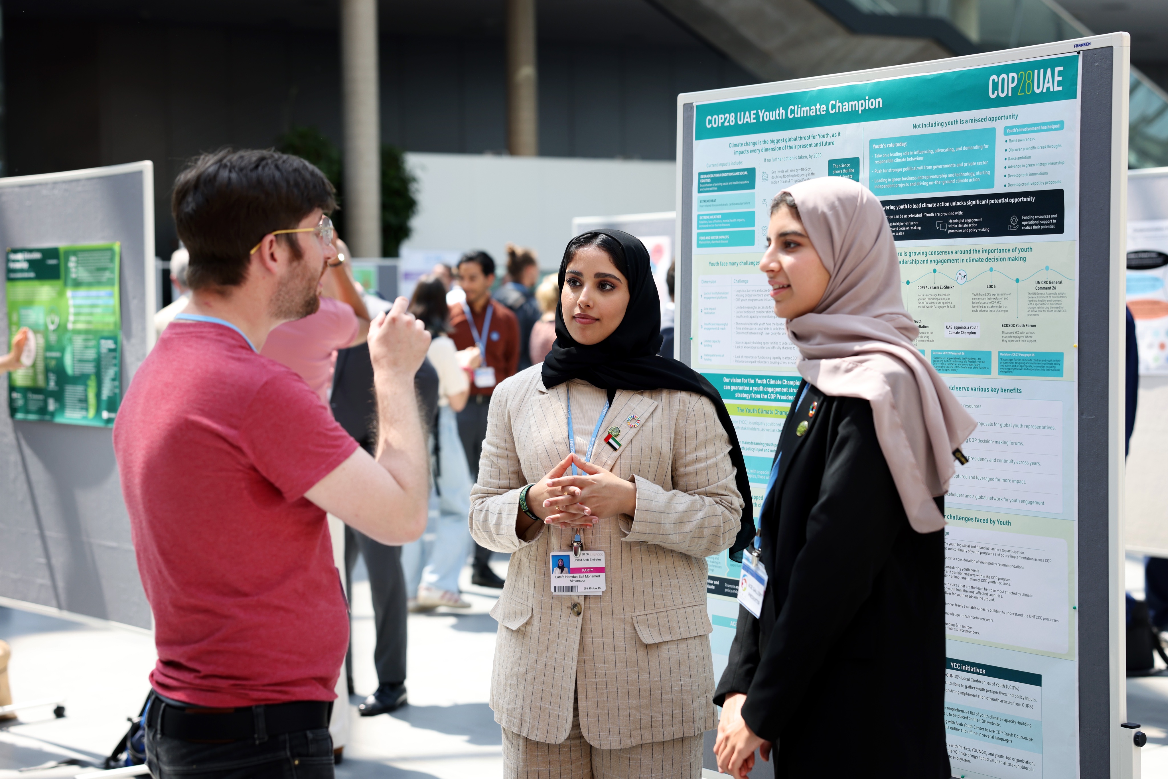 COP28 UAE on X: "UAE Youth Climate Delegates present the #COP28 Youth  Climate Champion's vision, mission and initiatives for youth inclusion with  #SB58 attendees at the Action for Climate Empowerment (ACE) Gallery.