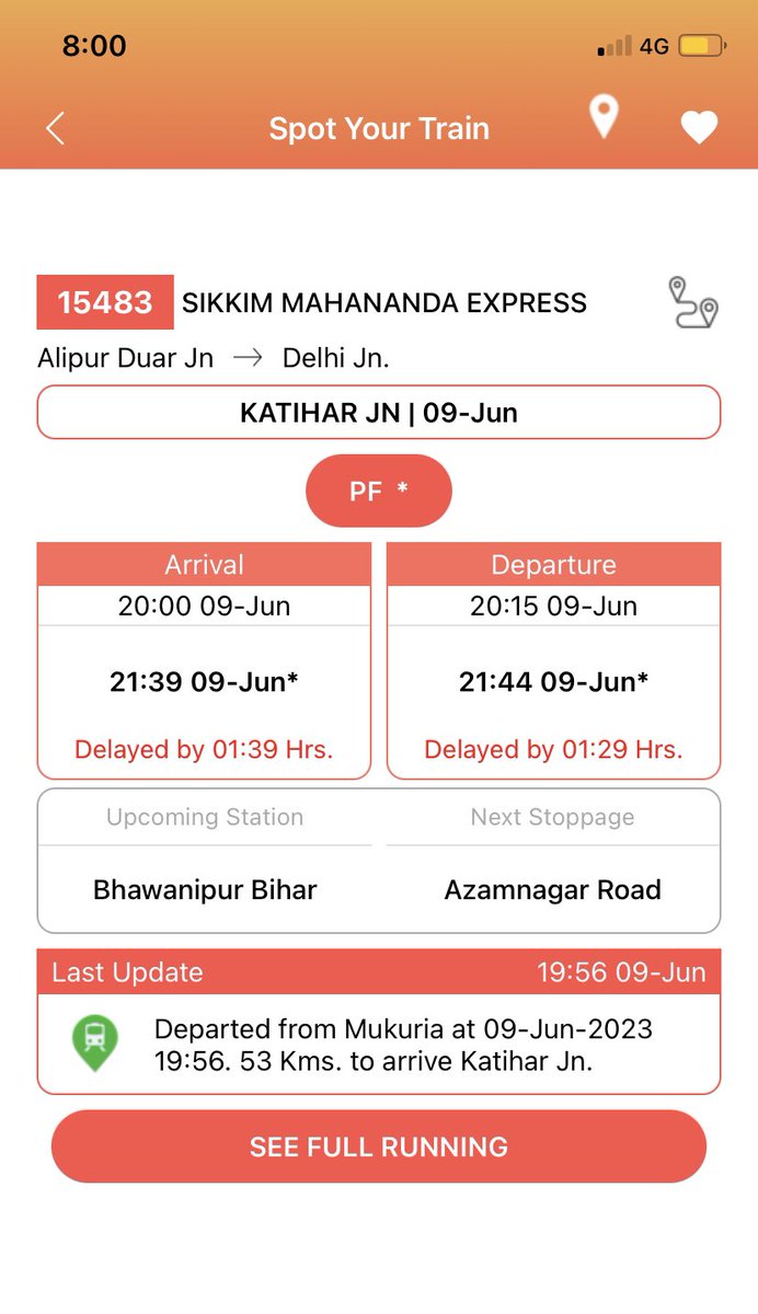 dkbbhu's tweet photo. See the Indian Railways speed on the track where multiple Rajdhani Express runs- 53 km needs 100 minutes. Stoppage on individual station May be 30 min. @indianrailway__ @IRCTCofficial @PMOIndia @RailMinIndia . 2hrs late results >2 hrs. No make up chance here. https://t.co/J2hs9efLMY