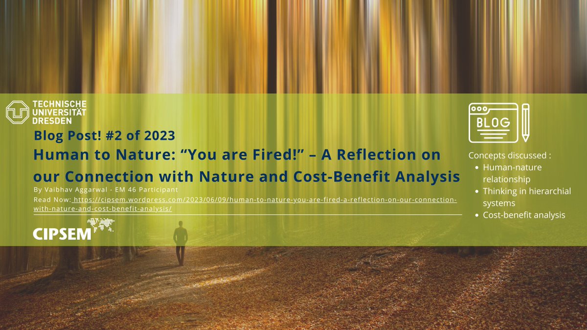 CIPSEM_Dresden's tweet photo. Read our new blog by Vaibhav Aggarwal and reflect on how you connect with and perceive nature within you.
 
Blog link: https://t.co/fBEXvWMgBQ 

#UNEP #UNESCO #BMUV #UBA #TUD #CIPSEM #environmentalmangement #globalgoals #scholarship #SDGs #sustainability #blog https://t.co/iIuN1IR2kV