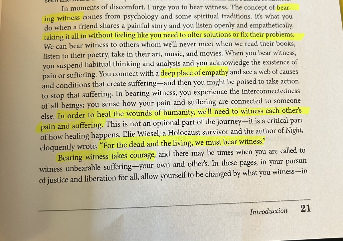 The concept of “bearing witness” as described in Elena Aguilar’s book “Coaching for Equity”. This is an important reminder of the need to listen deeply, bear witness to each other’s experiences and pain, find the connections, and not be pushed to offer solutions.